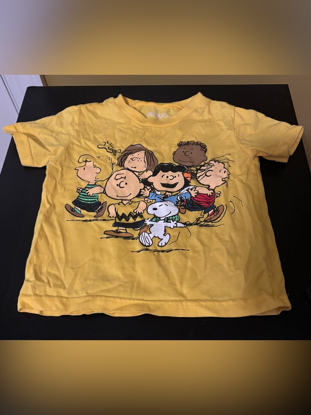 Peanuts Yellow Kids Short Sleeve Tee with Snoopy & Gang Graphic